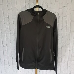 Mens The North Face Black & Gray Full Zip Hoodie Size LARGE Pockets